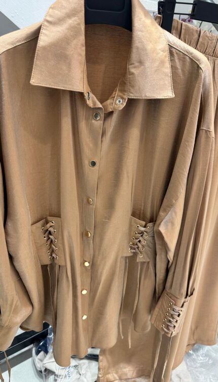 Tarçın Parlak Gömlek Takım