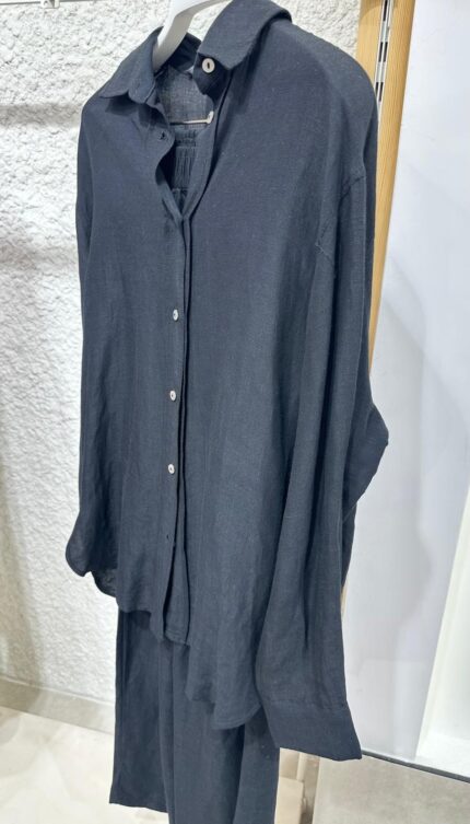 Siyah Keten Gömlek- Pantolon Takım