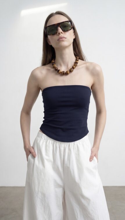 Straplez Top-Lacivert