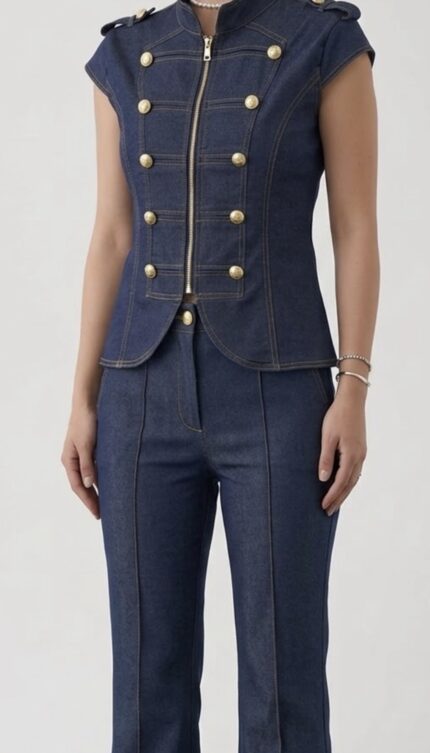 Hussar Stil Denim Yelek